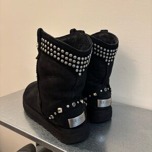 UGG Black Studded Mid-Calf Suede Booties